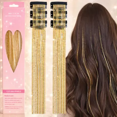 【(Gold band 】Clip-in Laser Color Strands for Hair